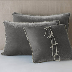 Carmen Deluxe Shams from Bella Notte Linens in the color Fog. 