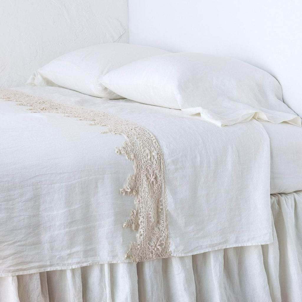 Frida King Flat Sheet in Winter White from Bella Notte Linens