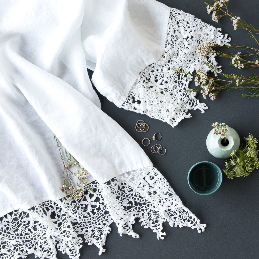 Frida Guest Towel in White from Bella Note Linens