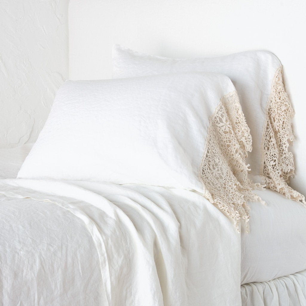 Frida King Pillowcase in Winter White from Bella Notte Linens