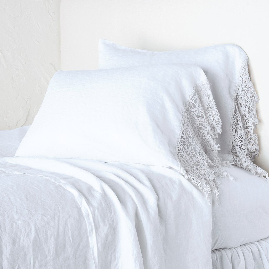 Frida Standard Pillowcase in White from Bella Notte Linens
