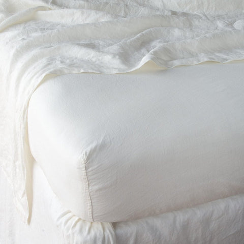 Linen Fitted Sheet - Winter White - King