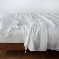 Linen Queen Fitted Sheet in Winter White from Bella Notte Linens