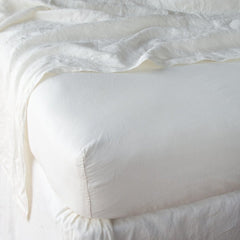 Linen Queen Fitted Sheet in Winter White from Bella Notte Linens