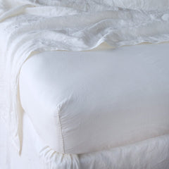 Linen King Fitted Sheet in White from Bella Notte Linens 