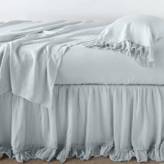 Linen Whisper Queen Bed Skirt in Cloud from Bella Notte Linens