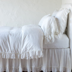 Linen Whisper King Bed Skirt in Winter White from Bella Notte Linens