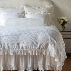 Linen Whisper Queen Bed Skirt in Winter White from Bella Notte Linens