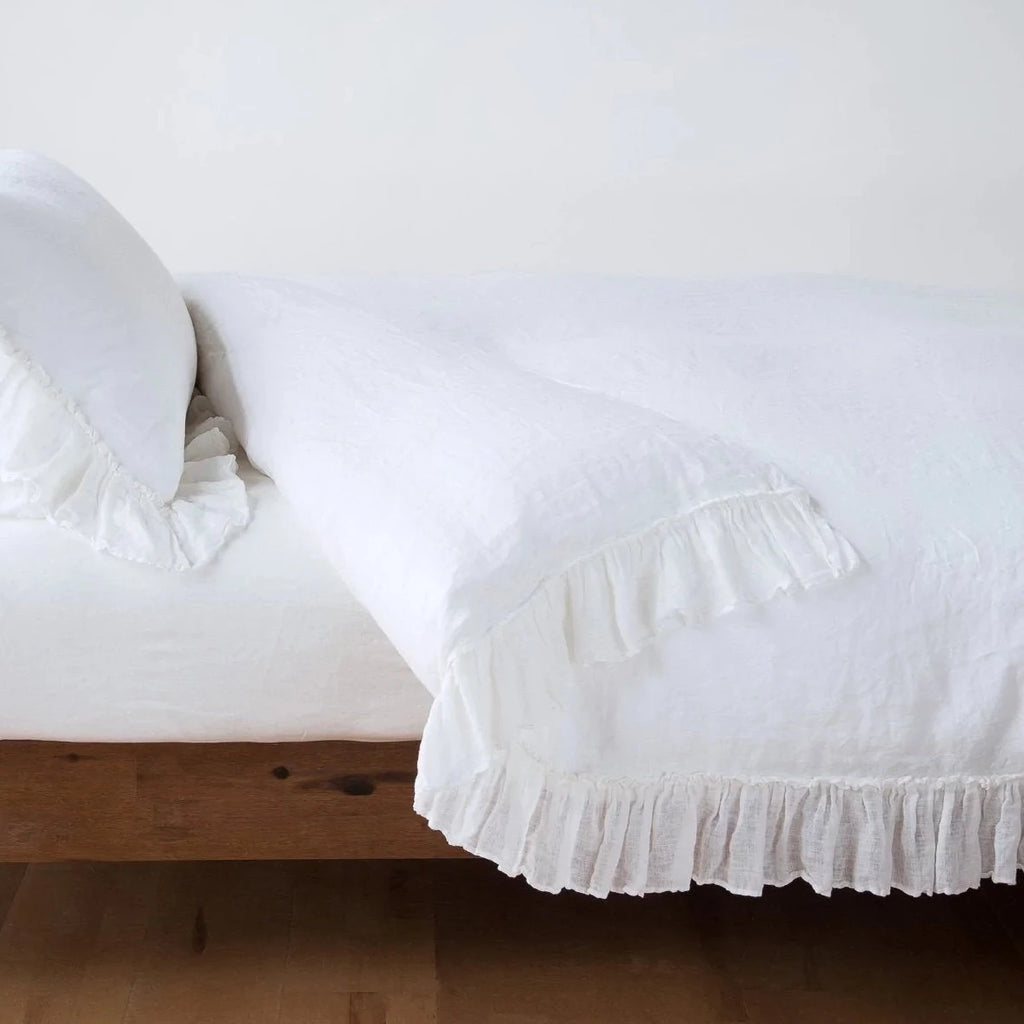Linen Whisper Queen Duvet Cover in White from Bella Notte Linens