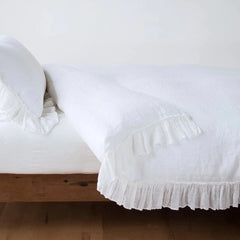 Linen Whisper Queen Duvet Cover in White from Bella Notte Linens
