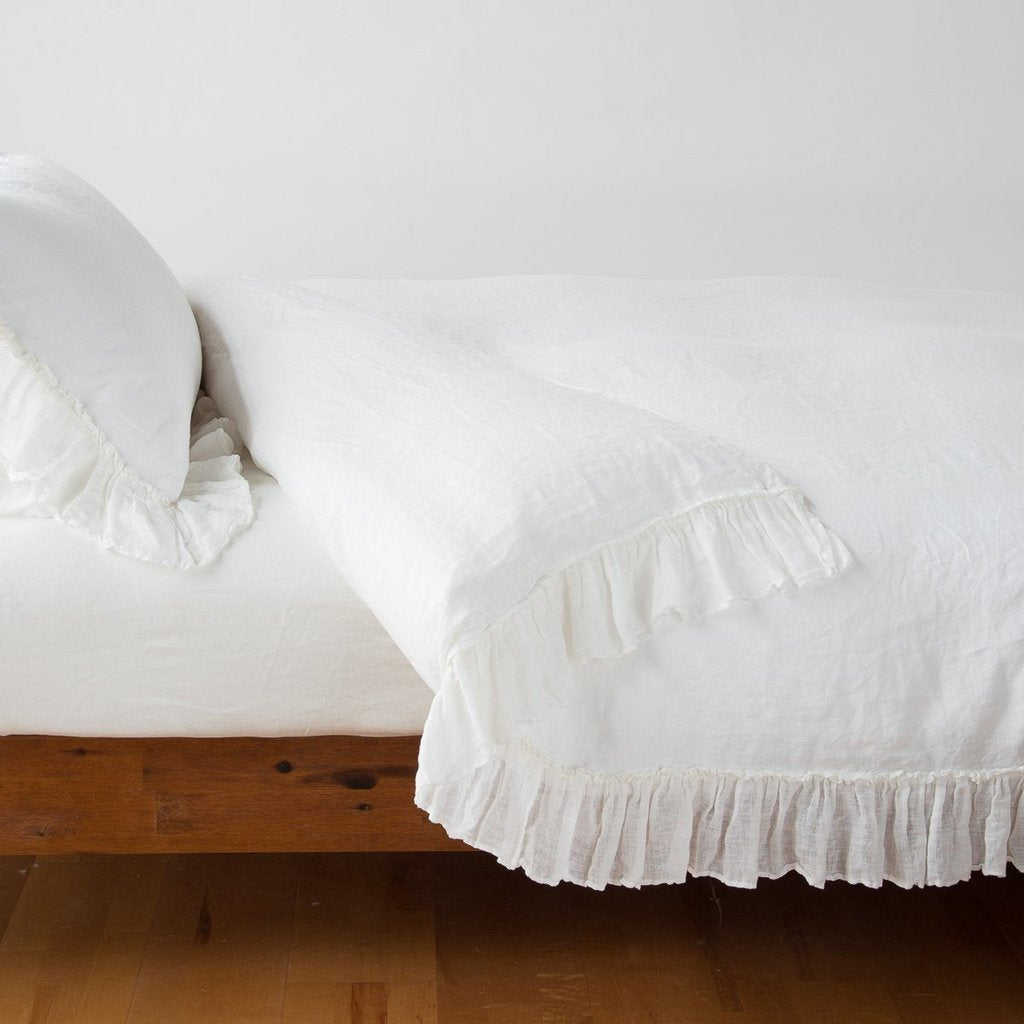 Linen Whisper Queen Duvet Cover in Winter White from Bella Notte Linens