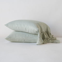Linen Whisper Pillowcases from Bella Notte Linens in the color Eucalyptus.