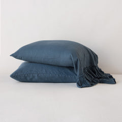 Linen Whisper Pillowcases from Bella Notte Linens in the color Midnight.