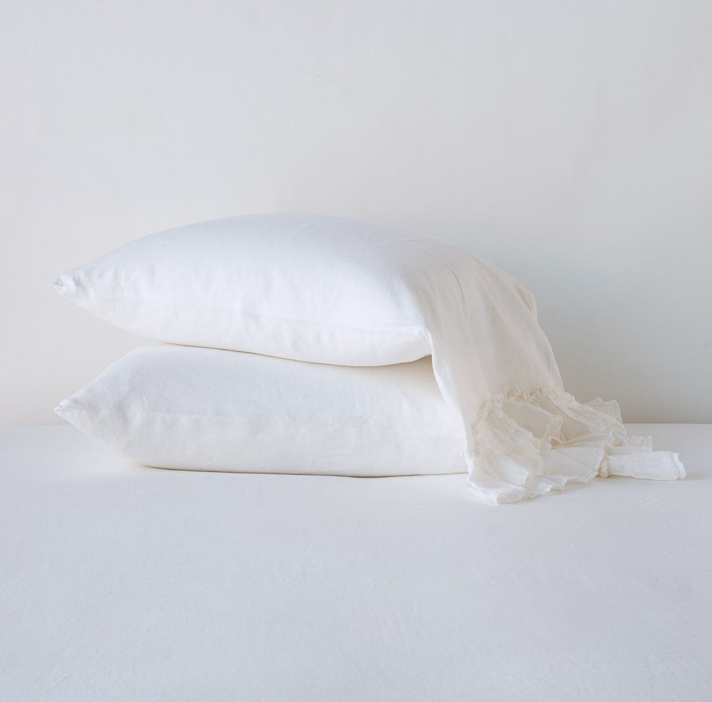 Linen Whisper Pillowcases from Bella Notte Linens in the color White.