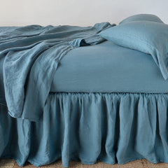 Linen Bed Skirt from Bella Notte Linens in the color Cenote.