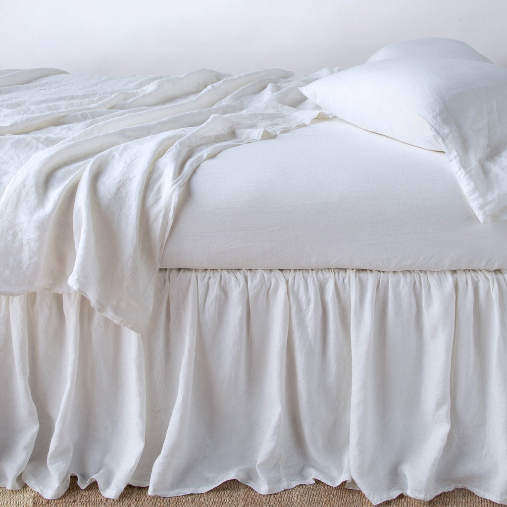 Linen Bed Skirt from Bella Notte Linens in the color White.