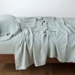 Linen Flat Sheet from Bella Notte Linens in the color Eucalyptus.