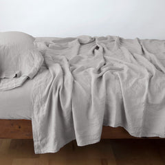 Linen Flat Sheet from Bella Notte Linens in the color Fog.