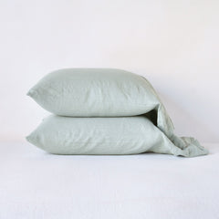 Linen pillowcases from Bella Notte Linens in the color Eucalyptus.