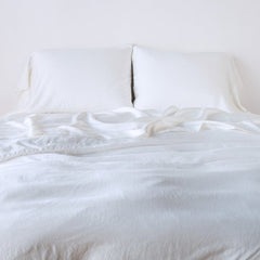 Madera Luxe King Duvet Cover in White from Bella Notte Linens