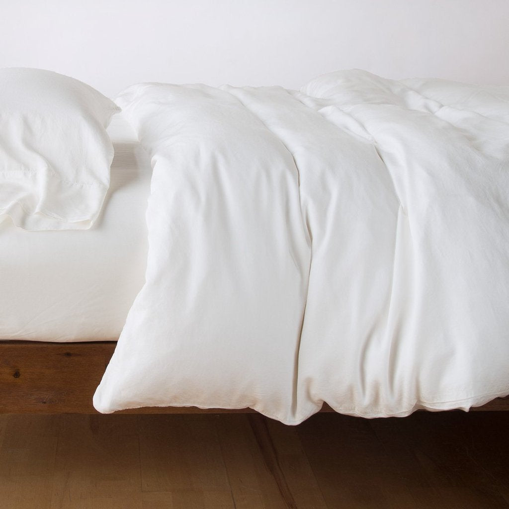 Madera Luxe King Duvet Cover in Winter White from Bella Notte Linens