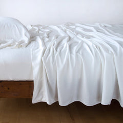 Madera Luxe King Fitted Sheet in White from Bella Notte Linens