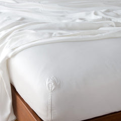 Madera Luxe Fitted Sheet in Winter White from Bella Notte Linens