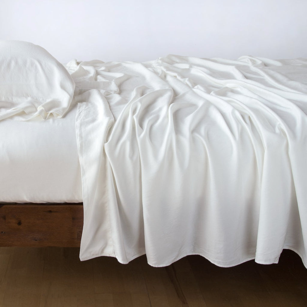 Madera Luxe Flat Sheet in Winter White from Bella Notte Linens
