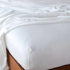 Madera Luxe Twin Fitted Sheet in White from Bella Notte Linens