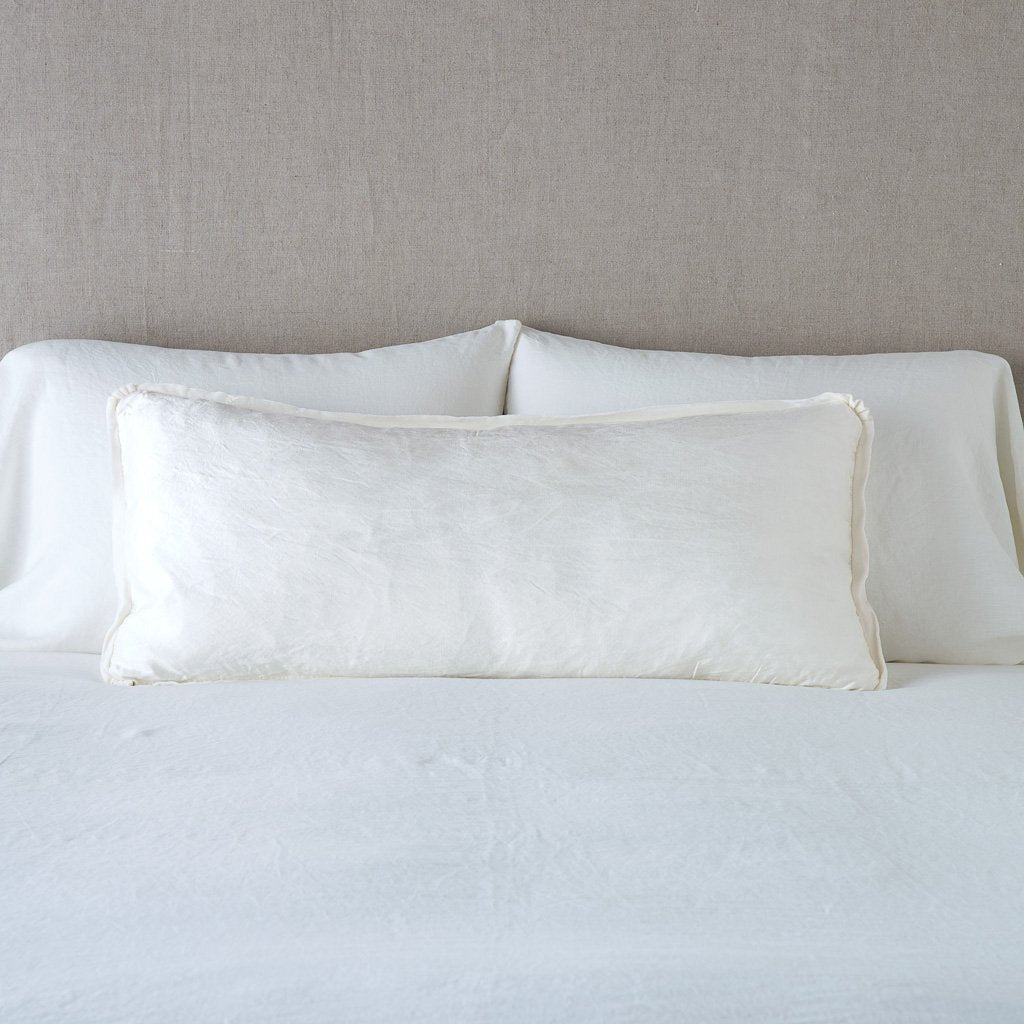 Paloma Lumbar Throw Pillow in Winter White from Bella Notte Linens