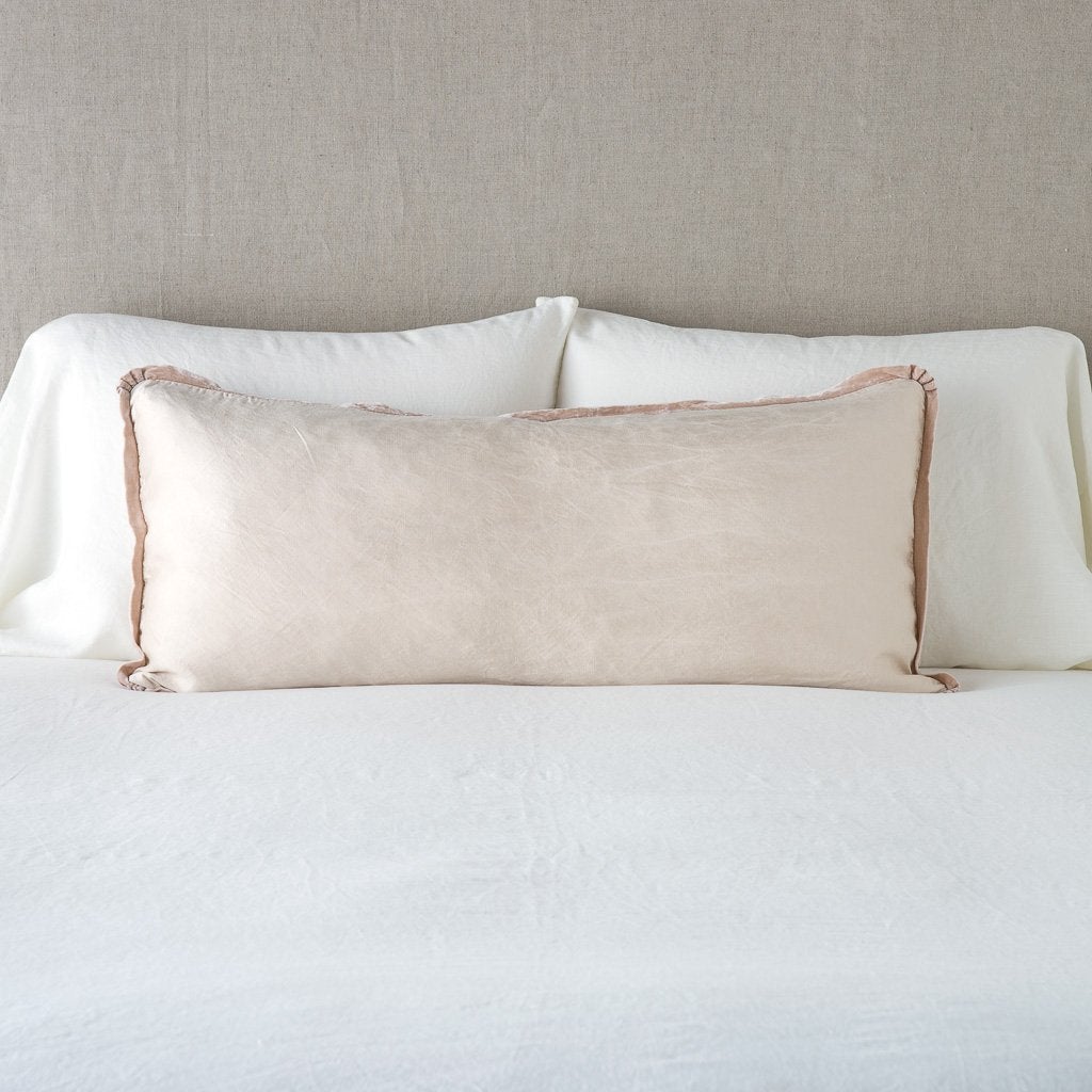 Paloma Lumbar Throw Pillow in Pearl from Bella Notte Linens.