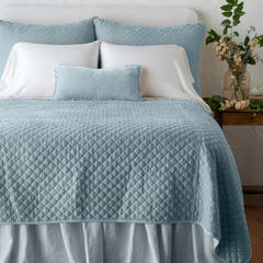 King Silk Velvet Quilted Coverlet in Cloud from Bella Notte Linens