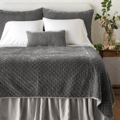 Silk Velvet Quilted King Coverlet in Fog from Bella Notte Linens