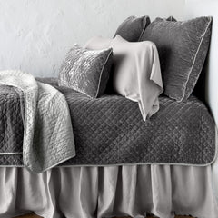 Silk Velvet Quilted King Coverlet in Fog from Bella Notte Linens