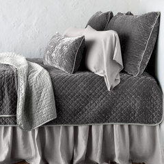 Queen Silk Velvet Quilted Coverlet in Fog from Bella Notte Linens