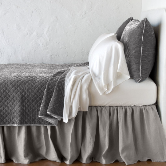 Queen Silk Velvet Quilted Coverlet in Fog from Bella Notte Linens