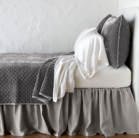 Silk Velvet Quilted Coverlet - Fog - Queen