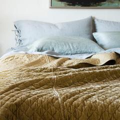 Silk Velvet Quilted Queen Coverlet in Honeycomb from Bella Notte Linens