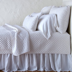 Silk Velvet Quilted Queen Coverlet in White from Bella Notte Linens