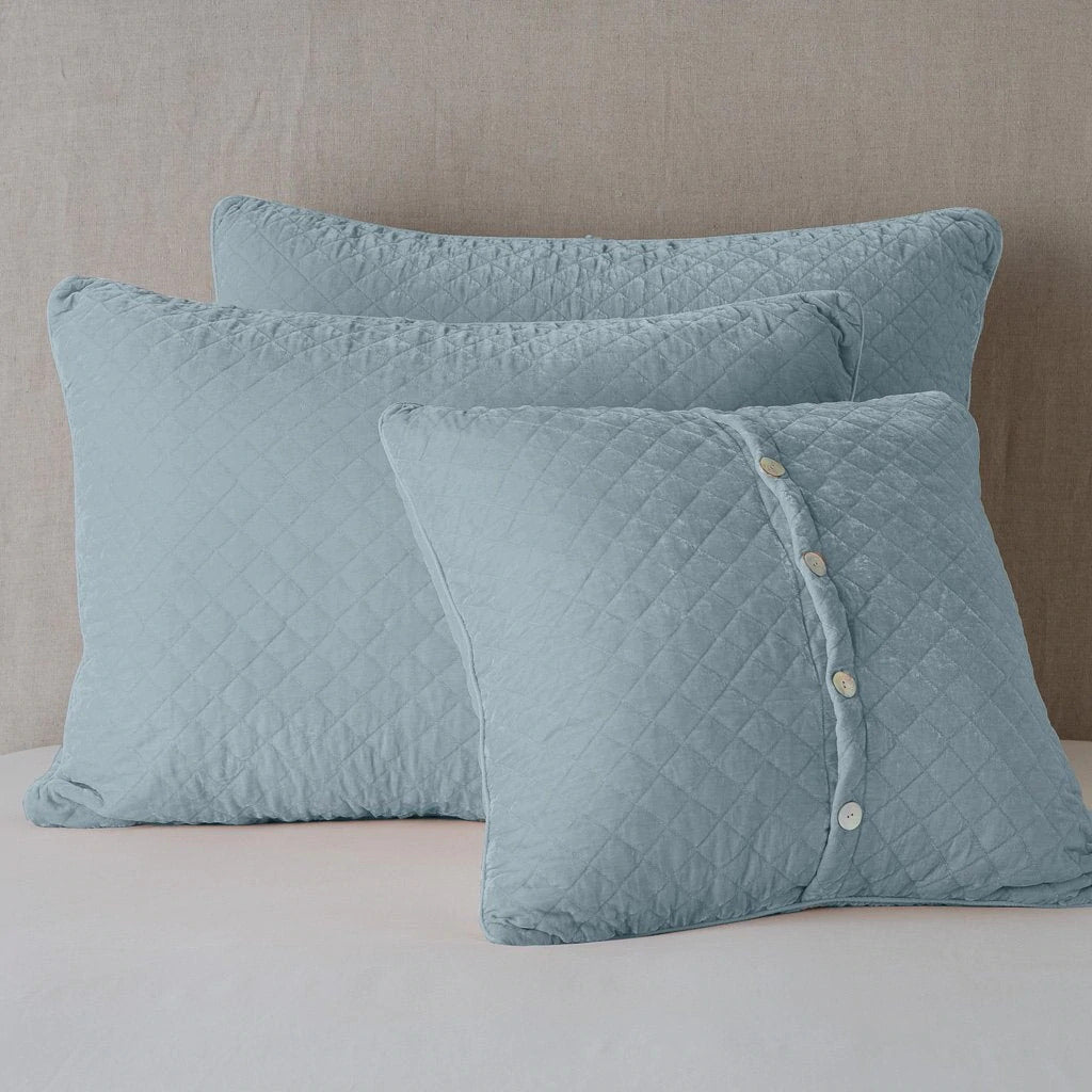 Silk Velvet Quilted Deluxe Sham in Cloud from Bella Notte Linens