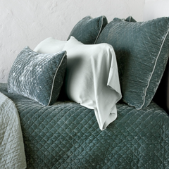 Deluxe Silk Velvet Quilted Sham in Eucalyptus from Bella Notte Linens