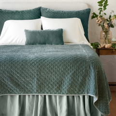 Deluxe Silk Velvet Quilted Sham in Eucalyptus from Bella Notte Linens