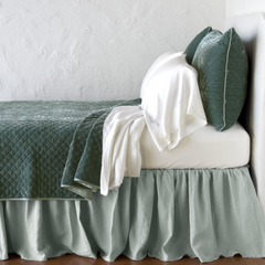 Deluxe Silk Velvet Quilted Sham in Eucalyptus from Bella Notte Linens