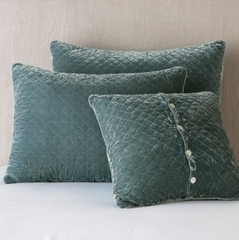Deluxe Silk Velvet Quilted Sham in Eucalyptus from Bella Notte Linens
