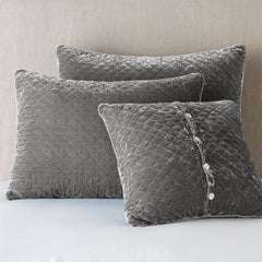 Silk Velvet Quilted Deluxe Sham in Fog from Bella Notte Linens