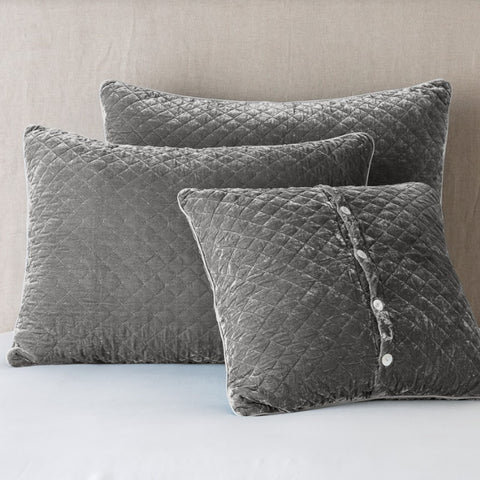 Silk Velvet Quilted Euro Sham - Fog