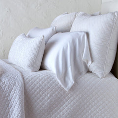 Silk Velvet Quilted Deluxe Sham in White from Bella Notte Linens