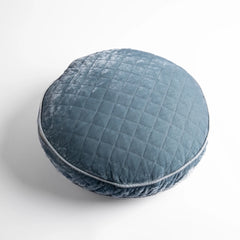 Silk Velvet Quilted Round Pillow from Bella Notte Linens in the color Cloud.