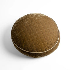 Silk Velvet Quilted Round Pillow from Bella Notte Linens in the color Honeycomb.