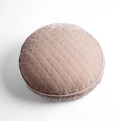 Silk Velvet Quilted Round Pillow from Bella Notte Linens in the color Pearl.